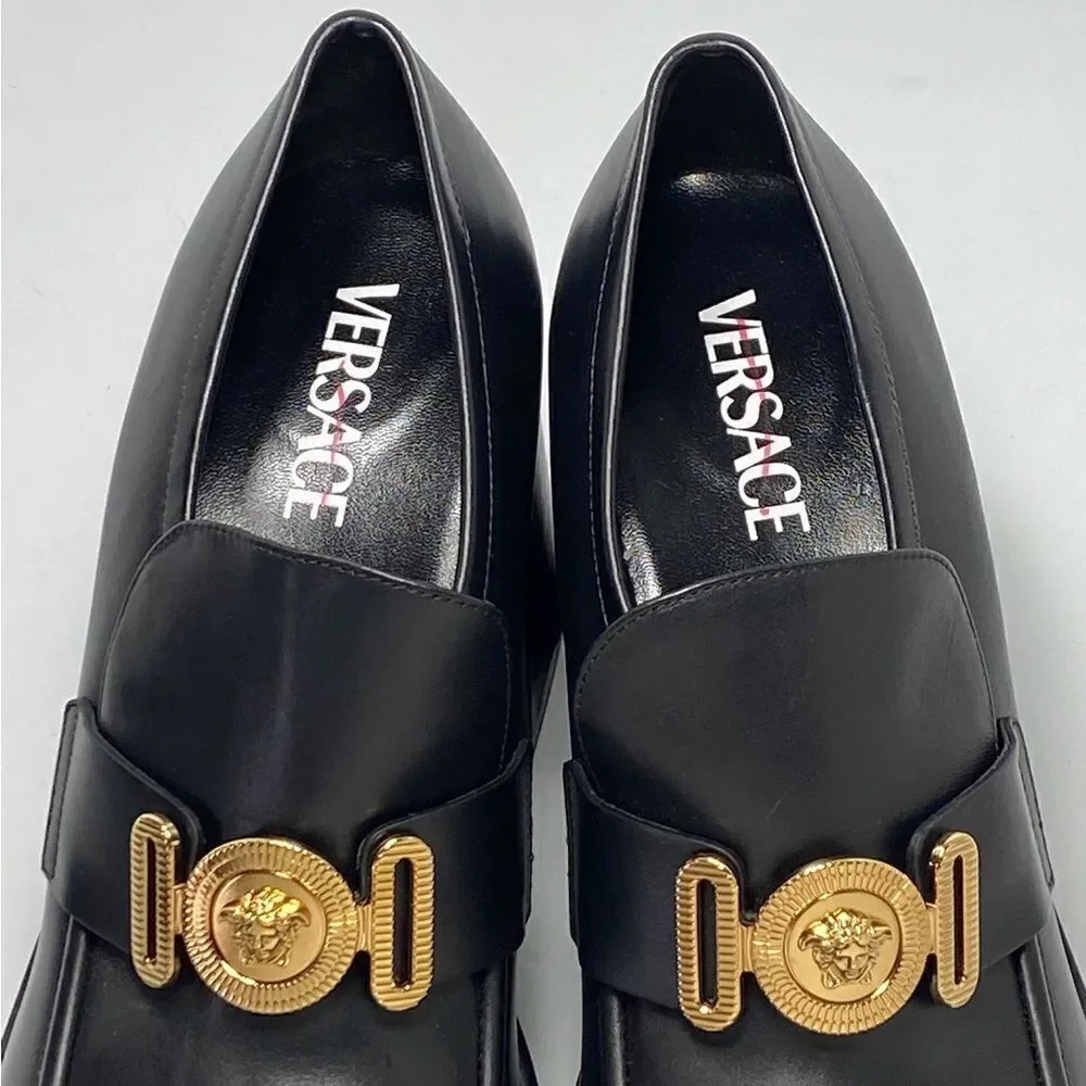 Versace Logo Leather Platform Pumps size 40
